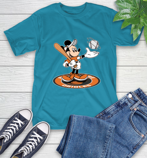MLB Baseball Baltimore Orioles Cheerful Mickey Disney Shirt T