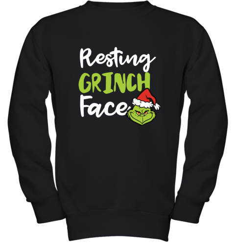 Resting Grinch Face Christmas Youth Sweatshirt