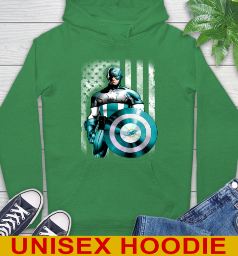 Miami Dolphins NFL Football Captain America Marvel Avengers American Flag Shirt Hoodie 8