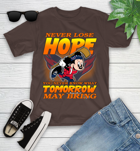 Washington Capitals NHL Hockey ootball Mickey Disney Never Lose Hope Youth T-Shirt 7
