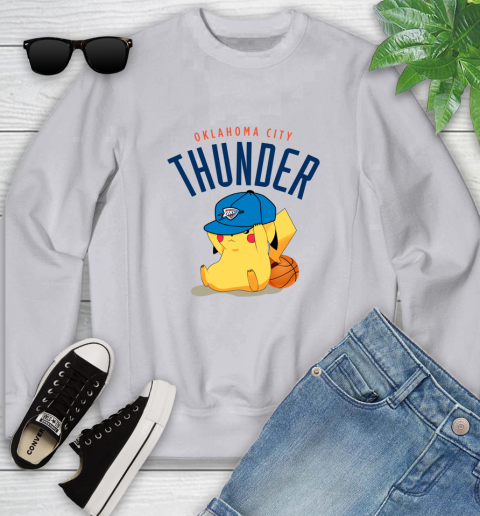 NBA Pikachu Basketball Sports Oklahoma City Thunder Youth Sweatshirt 4