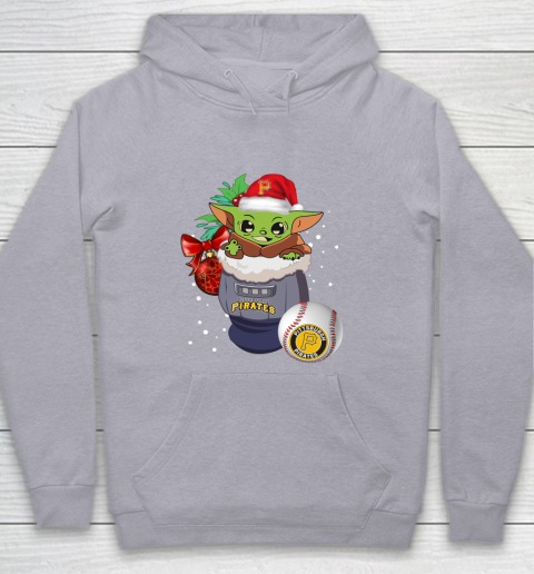 Pittsburgh Pirates Christmas Baby Yoda Star Wars Funny Happy MLB Youth Hoodie 5
