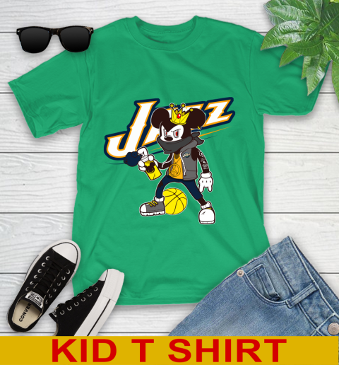 Utah Jazz NBA Basketball Mickey Peace Sign Sports Youth T-Shirt 6