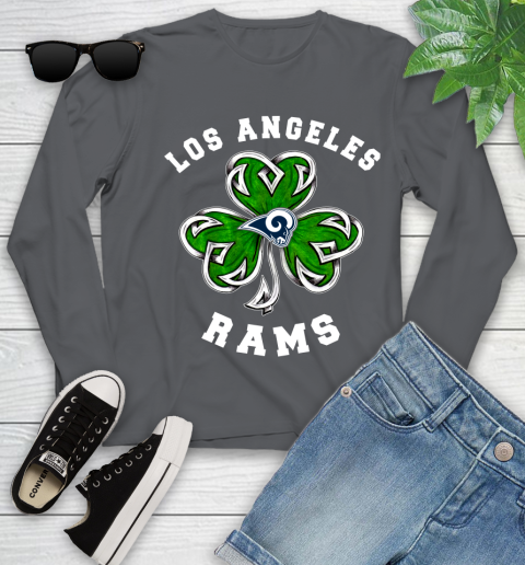 NFL Los Angeles Rams Three Leaf Clover St Patrick's Day Football Sports Youth Long Sleeve 9