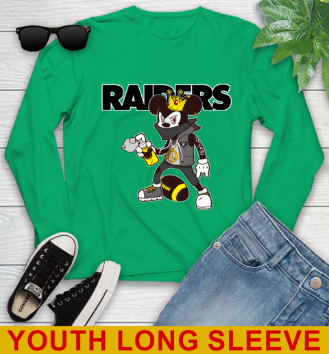 Oakland Raiders NFL Football Mickey Peace Sign Sports Youth Long Sleeve 7