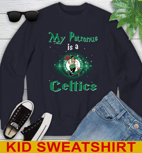 NBA Basketball Harry Potter My Patronus Is A Boston Celtics Youth Sweatshirt Tee For Sports