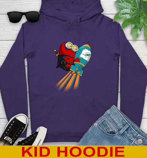 NFL Football Miami Dolphins Deadpool Minion Marvel Shirt Youth Hoodie 5