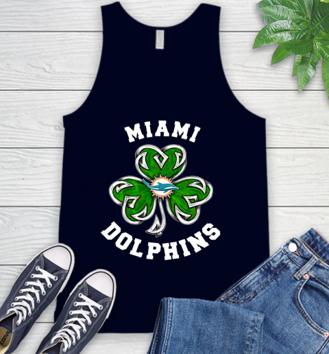 NFL Miami Dolphins Three Leaf Clover St Patrick's Day Football Sports Tank Top 2