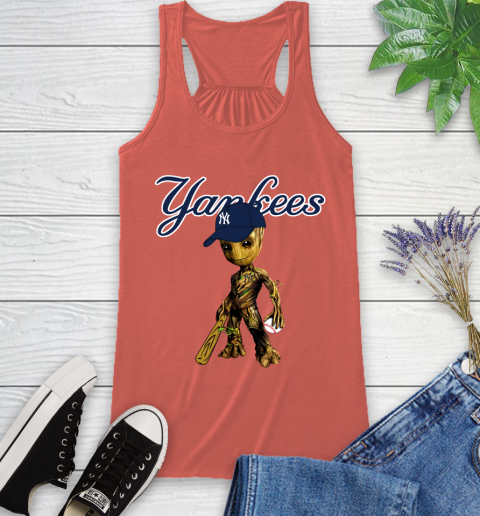 MLB New York Yankees Groot Guardians Of The Galaxy Baseball Racerback Tank 4