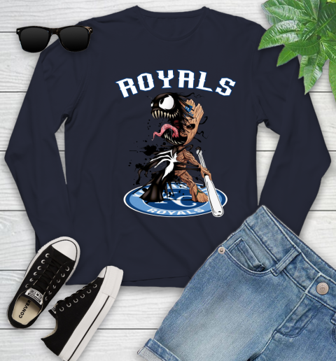 MLB Kansas City Royals Baseball Venom Groot Guardians Of The Galaxy Youth Long Sleeve 3