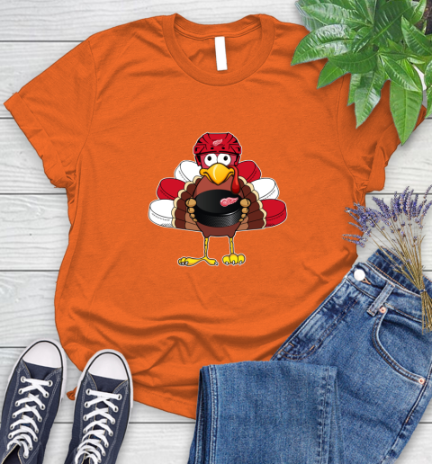 Detroit Red Wings Turkey Thanksgiving Day Women's T-Shirt 4