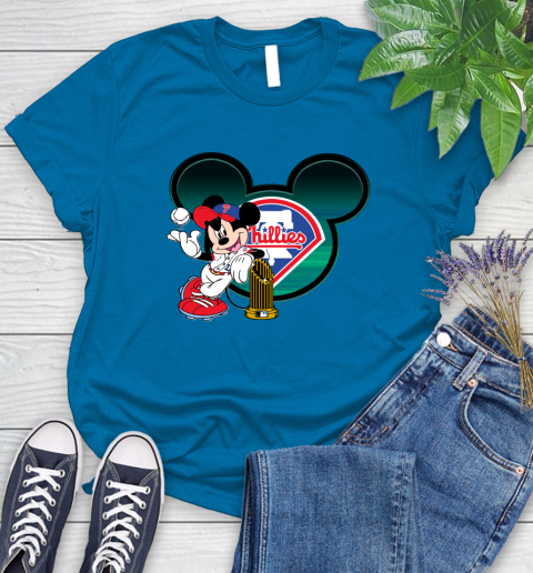 MLB Philadelphia Phillies The Commissioner's Trophy Mickey Mouse Disney Women's T-Shirt 7