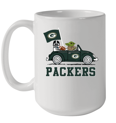 NFL Football Green Bay Packers Darth Vader Baby Yoda Driving Star Wars Shirt Ceramic Mug 15oz