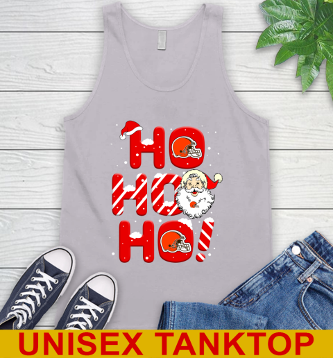 Cleveland Browns NFL Football Ho Ho Ho Santa Claus Merry Christmas Shirt Tank Top 3