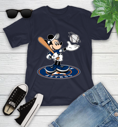 MLB Baseball Houston Astros Cheerful Mickey Disney Shirt Youth T-Shirt 3
