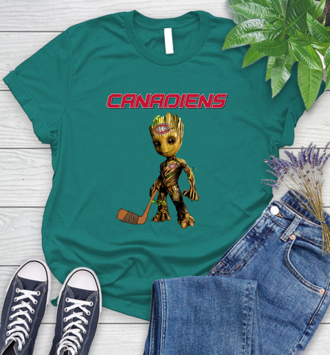 Montreal Canadiens NHL Hockey Groot Marvel Guardians Of The Galaxy Women's T-Shirt 12