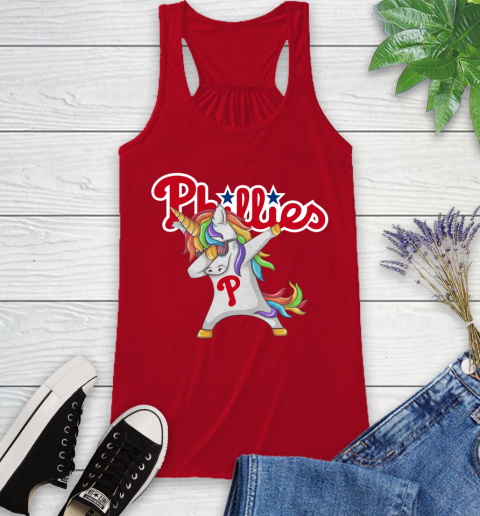 Philadelphia Phillies MLB Baseball Funny Unicorn Dabbing Sports Racerback Tank 6