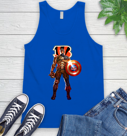 NFL Captain America Marvel Avengers Endgame Football Sports Cincinnati Bengals Tank Top 5