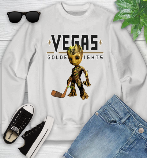 Vegas Golden Knights NHL Hockey Groot Marvel Guardians Of The Galaxy Youth Sweatshirt