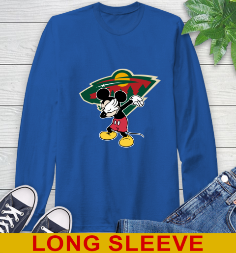 Minnesota Wild NHL Hockey Dabbing Mickey Disney Sports Long Sleeve T-Shirt 9