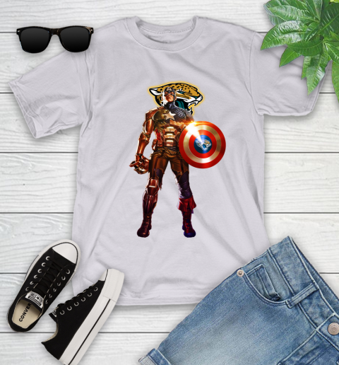 NFL Captain America Marvel Avengers Endgame Football Sports Jacksonville Jaguars Youth T-Shirt 4