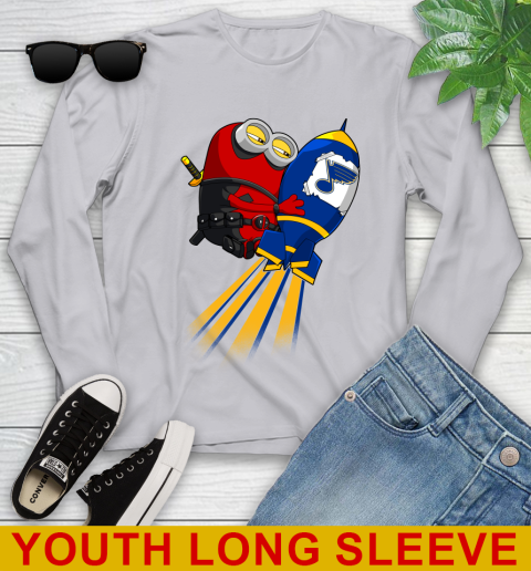 NHL Hockey St.Louis Blues Deadpool Minion Marvel Shirt Youth Long Sleeve 5