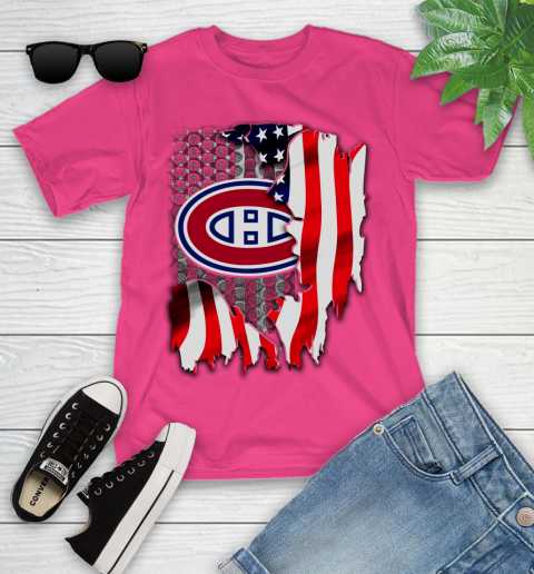 Montreal Canadiens NHL Hockey American Flag Youth T-Shirt 11