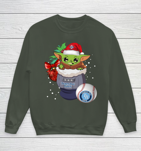 Tampa Bay Rays Christmas Baby Yoda Star Wars Funny Happy MLB Youth Sweatshirt 10