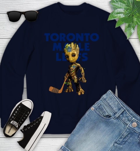 Toronto Maple Leafs NHL Hockey Groot Marvel Guardians Of The Galaxy Youth Sweatshirt 3