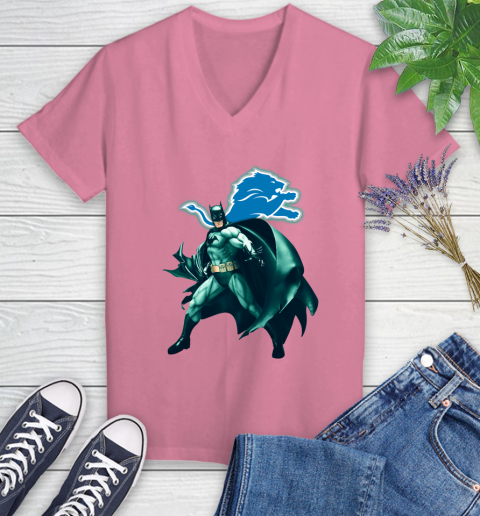 NFL Batman Football Sports Detroit Lions Women's V-Neck T-Shirt 13