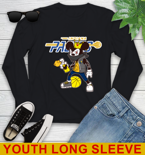 Indiana Pacers NBA Basketball Mickey Peace Sign Sports Youth Long Sleeve 2