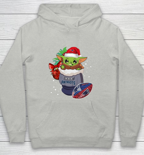 New England Patriots Christmas Baby Yoda Star Wars Funny Happy NFL Youth Hoodie 2