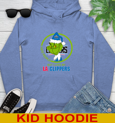 LA Clippers NBA Christmas Grinch I Hate People But I Love My Favorite Basketball Team Youth Hoodie 12