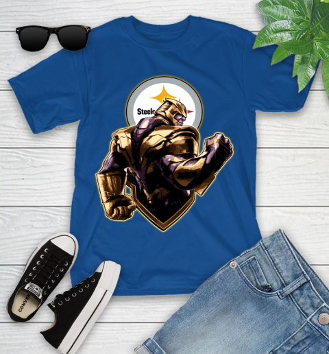 NFL Thanos Avengers Endgame Football Sports Pittsburgh Steelers Youth T-Shirt 9