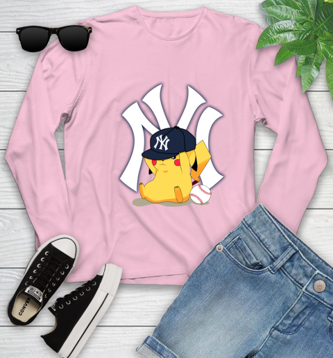 MLB Pikachu Baseball Sports New York Yankees Youth Long Sleeve 10