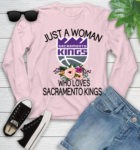 NBA Just A Woman Who Loves Sacramento Kings Basketball Sports Youth Long Sleeve 7