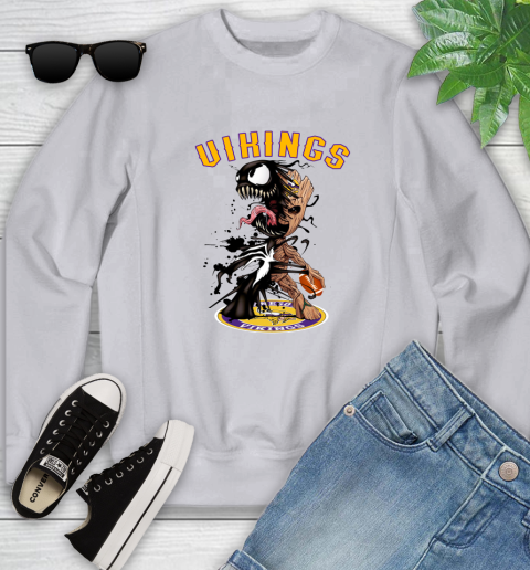 NFL Minnesota Vikings Football Venom Groot Guardians Of The Galaxy Youth Sweatshirt 5 NFL Minnesota Vikings Football Venom Groot Guardians Of The Galaxy Youth Sweatshirt - Image 5