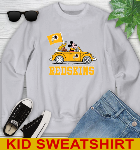 NFL Football Washington Redskins Pluto Mickey Driving Disney Shirt Youth Sweatshirt 4