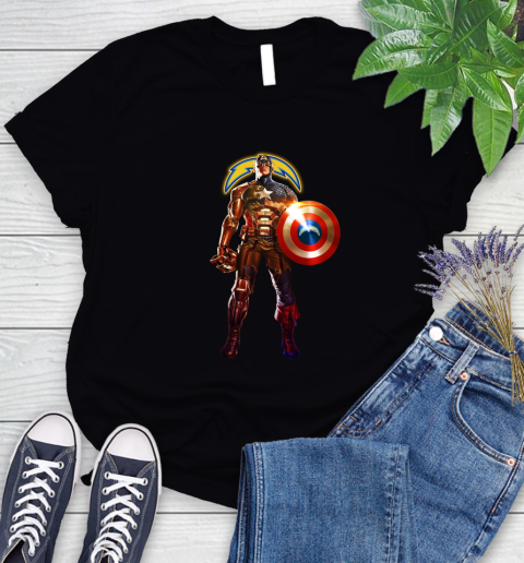 NFL Captain America Marvel Avengers Endgame Football Sports Los Angeles Chargers Women's T-Shirt 2