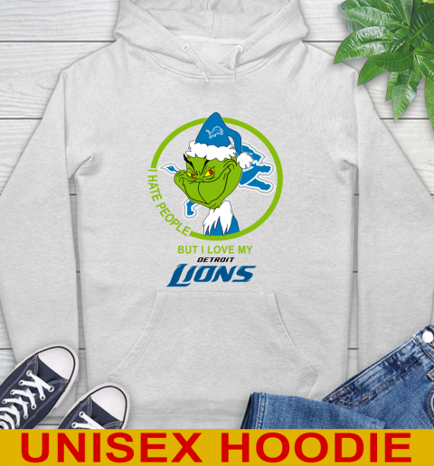 Detroit Lions NFL Christmas Grinch I Hate People But I Love My Favorite Football Team Hoodie