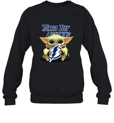 Baby Yoda Hugs The Tampa Bay Lightnings Ice Hockey Sweatshirt