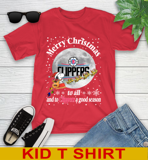 LA Clippers Merry Christmas To All And To Clippers A Good Season NBA Basketball Sports Youth T-Shirt 11