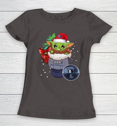 Memphis Grizzlies Christmas Baby Yoda Star Wars Funny Happy NBA Women's T-Shirt 8