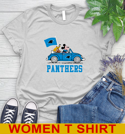 NFL Football Carolina Panthers Pluto Mickey Driving Disney Shirt Women's T-Shirt