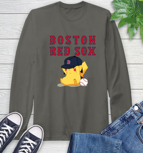 MLB Pikachu Baseball Sports Boston Red Sox Long Sleeve T-Shirt 8