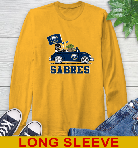 NHL Hockey Buffalo Sabres Darth Vader Baby Yoda Driving Star Wars Shirt Long Sleeve T-Shirt 3