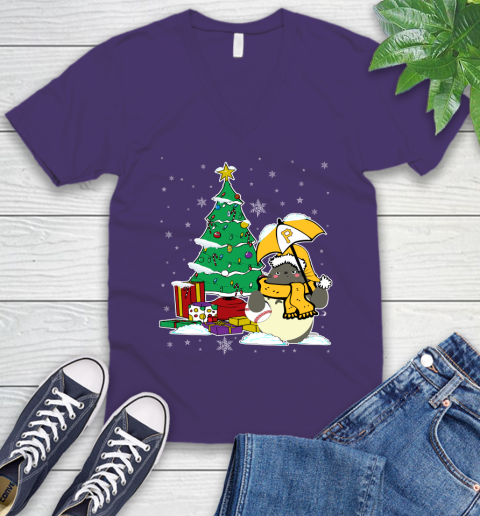 Pittsburgh Pirates MLB Baseball Cute Tonari No Totoro Christmas Sports V-Neck T-Shirt 9