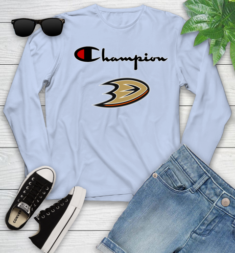 NHL Hockey Anaheim Ducks Champion Shirt Youth Long Sleeve 6