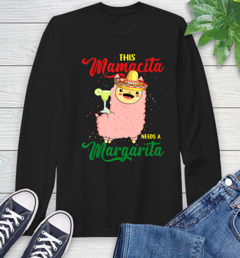 Nurse Shirt This Mamacita needs a Margarita Llama T Shirt Long Sleeve T-Shirt