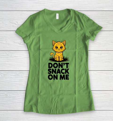 Don't Snack On Me Funny Cat Women's V-Neck T-Shirt 4